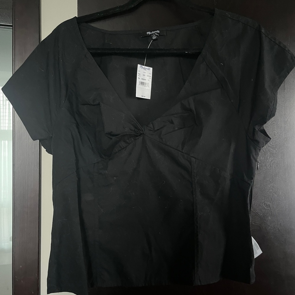 Madewell Black Twist-Knot Scoop Neck Top